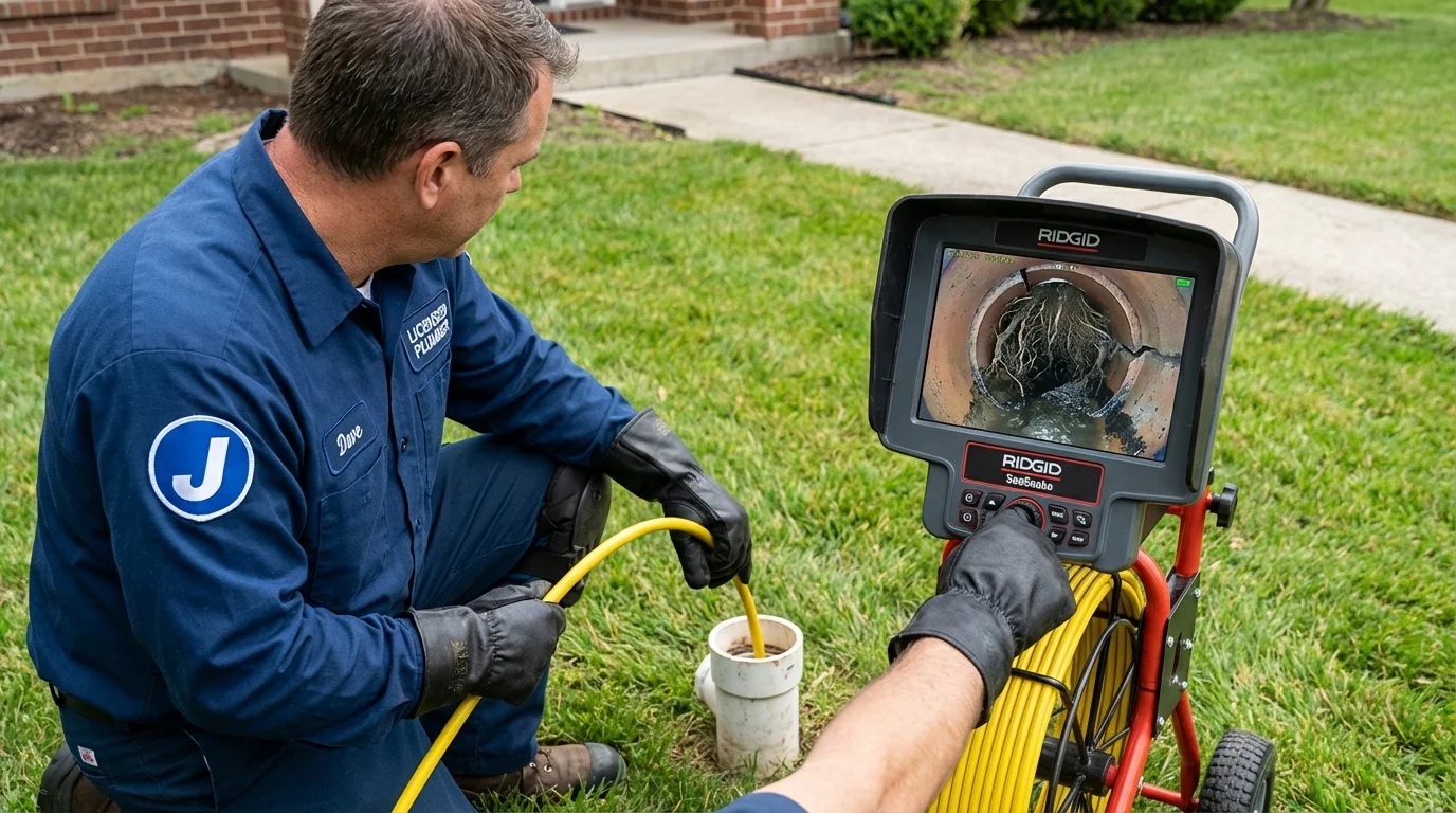 Sewer camera inspection being performed by Johns Plumbing LLC in Sherrills Ford
